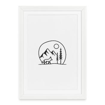 Amis de cartes cadeaux des fans de Forest Wolf Moonscape - Affiche encadrée (27 × 37 cm) - blanc - Devant