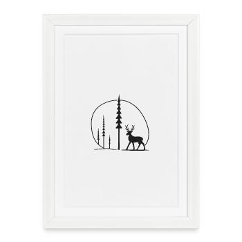 Deer silhouette in the forest circle gift idea - Framed poster (27 × 37 cm) - white - Front