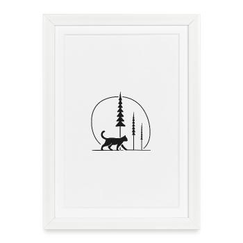 Idée cadeau pour fans de Forest Cat in the Moon Circle - Affiche encadrée (27 × 37 cm) - blanc - Devant