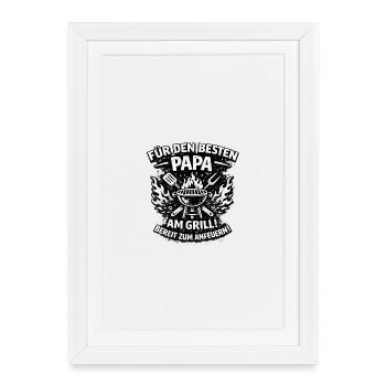 Grill dad: The best dad on the grill - Framed poster (27 × 37 cm) - white - Front
