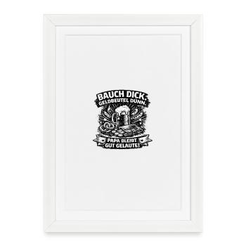 Dad stays in a good mood – beer and wallet - Framed poster (27 × 37 cm) - white - Front