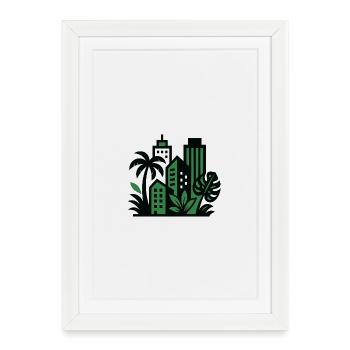 Green Cityscape Jungle Style - Framed poster (27 × 37 cm) - white - Front