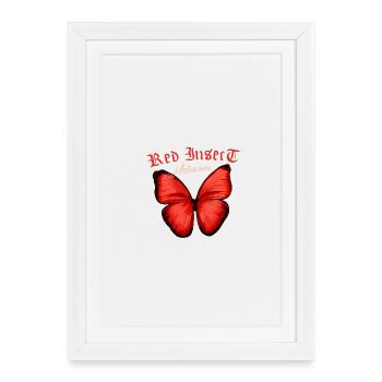 Idée de cadeau pour les fans de Red Butterfly Freedom - Affiche encadrée (27 × 37 cm) - blanc - Devant