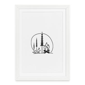 Concept cadeau pour fans d’art de la ligne de forêt de feu de camp - Affiche encadrée (27 × 37 cm) - blanc - Devant