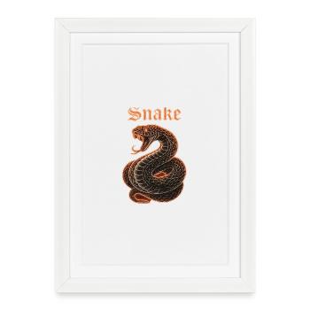 Cobra néon avec bords de flamme Geschenkidew - Affiche encadrée (27 × 37 cm) - blanc - Devant