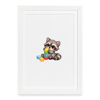 Baby Oskar with building blocks - Framed poster (27 × 37 cm) - white - Front