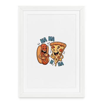 Pizza and Hot Dog: A Merry Duo - Framed poster (27 × 37 cm) - white - Front