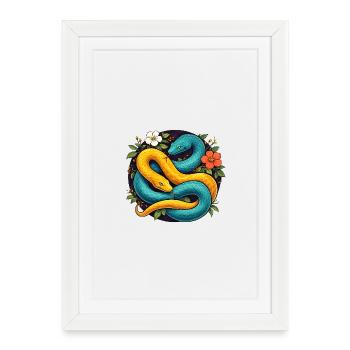 Two Python Snakes in Flower Ring - Framed poster (27 × 37 cm) - white - Front