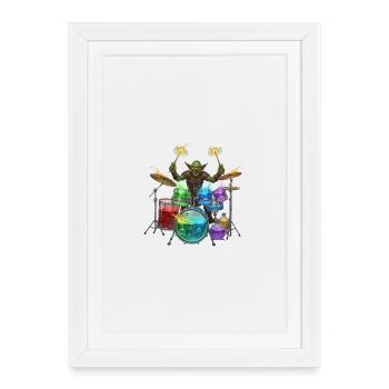 Goblin with drums - Framed poster (27 × 37 cm) - white - Front