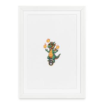 Souffleur d’incendie sur monocycle - Affiche encadrée (27 × 37 cm) - blanc - Devant