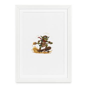 Goblin on skateboard - Framed poster (27 × 37 cm) - white - Front