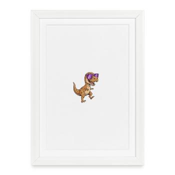 Dino avec des lunettes de soleil violettes - Affiche encadrée (27 × 37 cm) - blanc - Devant