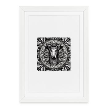 Greyhound Mandala - Framed poster (27 × 37 cm) - white - Front