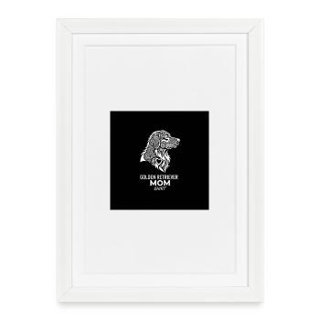 Tee Maman Golden Retriever Dessin - Affiche encadrée (27 × 37 cm) - blanc - Devant