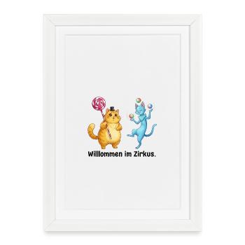 Zirkuskatzen Wunderwelt - Gerahmtes Poster (27 × 37 cm) - Weiß - Vorne