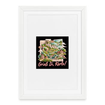 Village Idylle Paysager Collège - Affiche encadrée (27 × 37 cm) - blanc - Devant