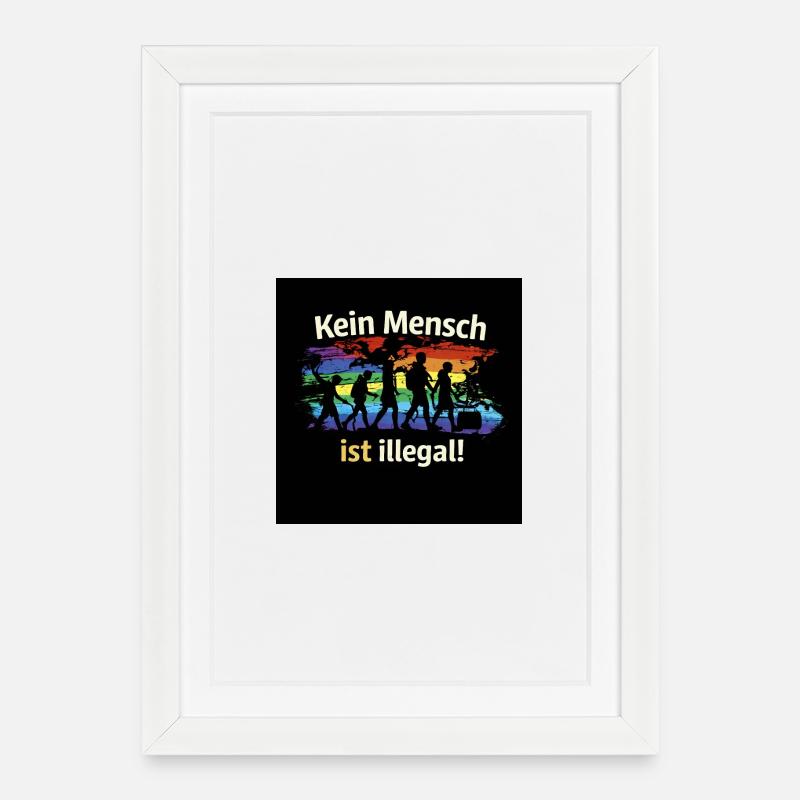 Kein Mensch ist illegal - Gerahmtes Poster (27 × 37 cm) - Weiß