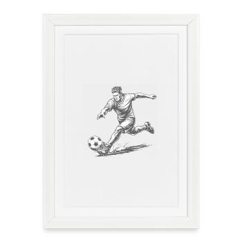Dynamic footballer in comic style - Framed poster (27 × 37 cm) - white - Front