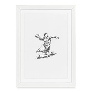 Dynamic handball player in comic style - Framed poster (27 × 37 cm) - white - Front