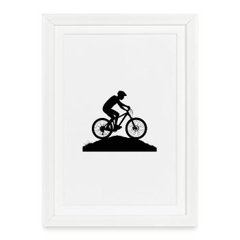 Bergabenteuer Mountainbike Silhouette - Gerahmtes Poster (27 × 37 cm) - Weiß - Vorne