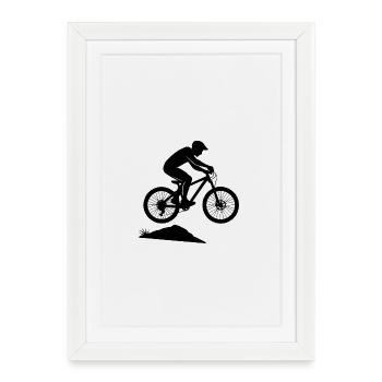 Silhouette de VTT d’aventure en montagne - Affiche encadrée (27 × 37 cm) - blanc - Devant