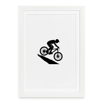 Downhill Jump Biker Silhouette - Framed poster (27 × 37 cm) - white - Front