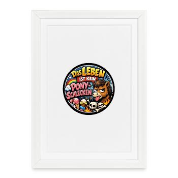 Pony licking - Framed poster (27 × 37 cm) - white - Front