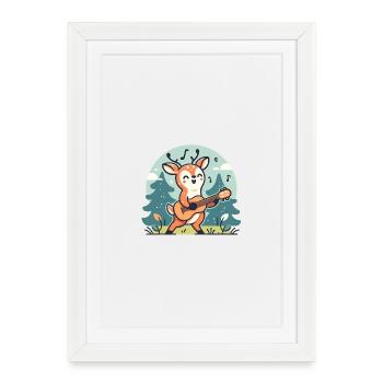 Waldhirscheh Guitarre - Gerahmtes Poster (27 × 37 cm) - Weiß - Vorne