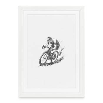 Vélo de route professionnel dans le style Comic Ink - Affiche encadrée (27 × 37 cm) - blanc - Devant
