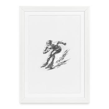 Patineurs de vitesse en pleine dynamique - Affiche encadrée (27 × 37 cm) - blanc - Devant