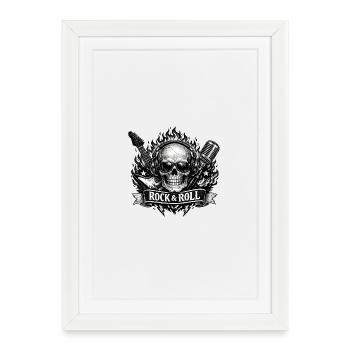Skull skirt with microphone and guitar - Framed poster (27 × 37 cm) - white - Front