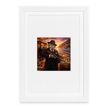 Cat gangsters on luxury yacht - Framed poster (27 × 37 cm) - white - Front
