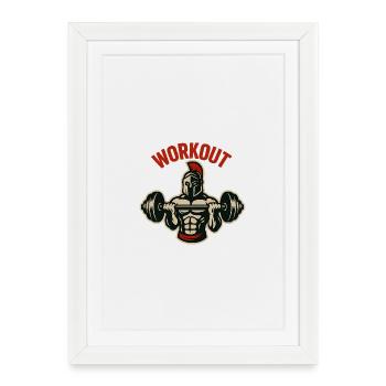 Gladiateur Haltere Workout - Affiche encadrée (27 × 37 cm) - blanc - Devant
