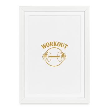 Haltère Doré Workout - Affiche encadrée (27 × 37 cm) - blanc - Devant