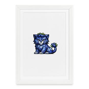 Blueberry Panther Cubism version - Framed poster (27 × 37 cm) - white - Front