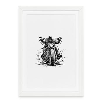 Face du conducteur en chopper dans le style comic - Affiche encadrée (27 × 37 cm) - blanc - Devant