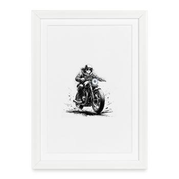 Teenager on modern café racer - Framed poster (27 × 37 cm) - white - Front