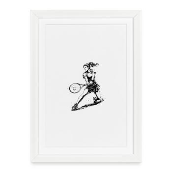 Tennis Player Action Illustration - Framed poster (27 × 37 cm) - white - Front