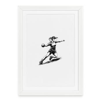Dynamic handball player illustration - Framed poster (27 × 37 cm) - white - Front
