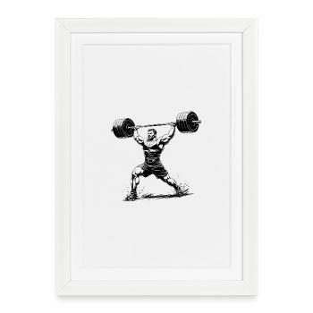 Strongman Weight Lifting Illustration - Framed poster (27 × 37 cm) - white - Front