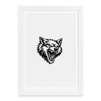 Angry Wolf Head – Aggressive Wolf Design - Framed poster (27 × 37 cm) - white - Front
