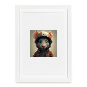 The little biker rat - Framed poster (27 × 37 cm) - white - Front