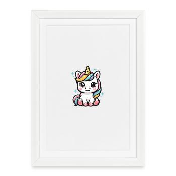 Licorne mignonne - Affiche encadrée (27 × 37 cm) - blanc - Devant