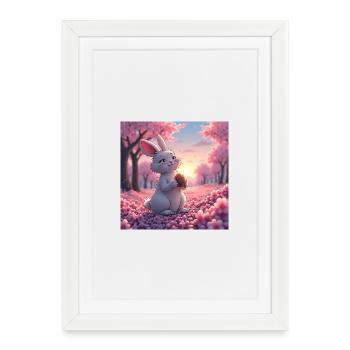 dessin manga d'un mignon lapin - Affiche encadrée (27 × 37 cm) - blanc - Devant