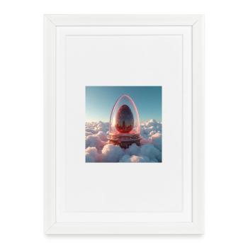 egg in the clouds. New life of the future - Framed poster (27 × 37 cm) - white - Front