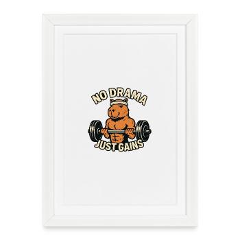 Pas de drame Juste gagner en forme capybara - Affiche encadrée (27 × 37 cm) - blanc - Devant