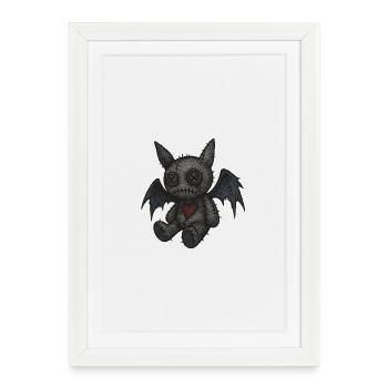 Monstre matelassé avec des ailes - Affiche encadrée (27 × 37 cm) - blanc - Devant