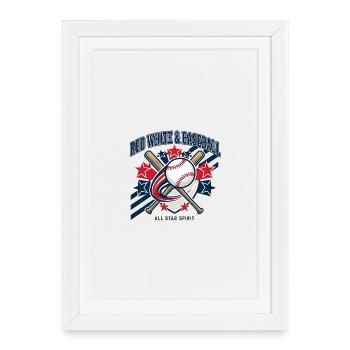 Red White Baseball All Star Spirit - Affiche encadrée (27 × 37 cm) - blanc - Devant