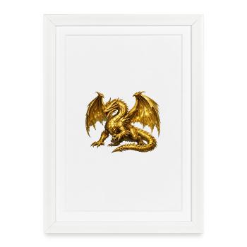 Dragon d’Or - Affiche encadrée (27 × 37 cm) - blanc - Devant