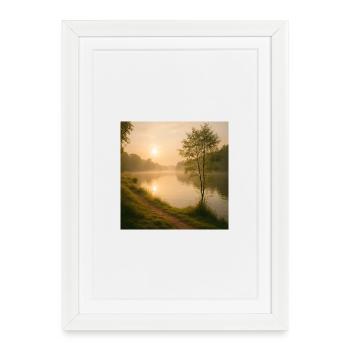 Or du matin sur le chemin de la rivière - Affiche encadrée (27 × 37 cm) - blanc - Devant